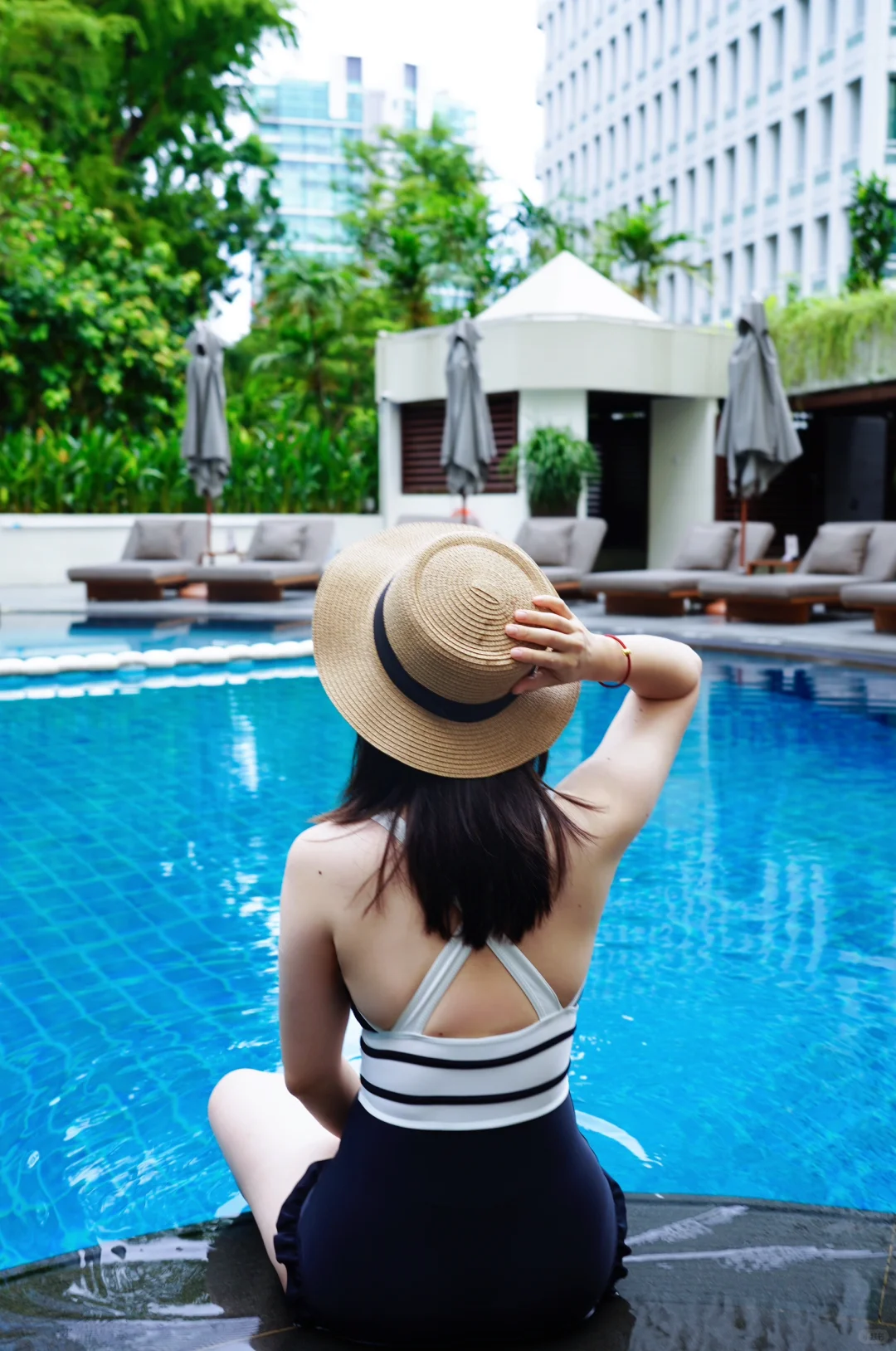 My room at the Mercure ICON Singapore City Centre offered a view right over the hotel pool on the second floor.
